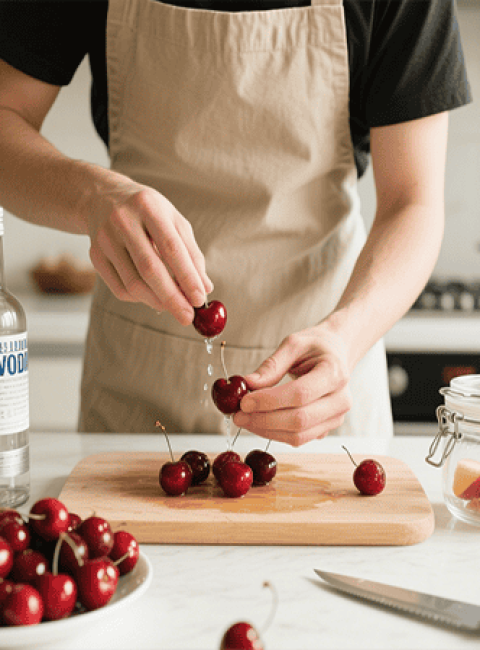 Making Homemade Cherry Vodka(1)