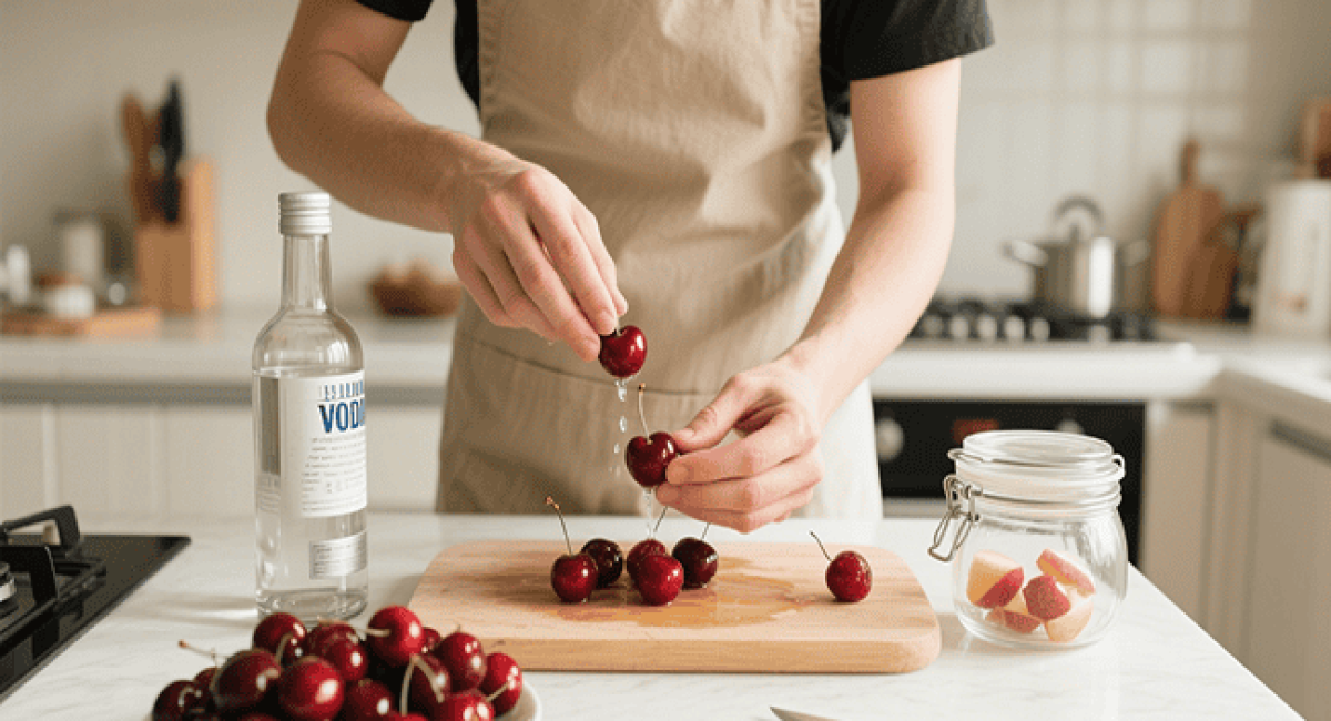 Making Homemade Cherry Vodka(1)